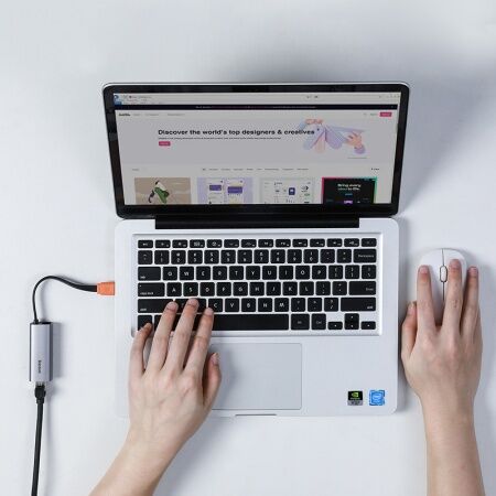 Адаптер сетевой BASEUS Steel Cannon, USB A- LAN, темно-серый - 3 Адаптер сетевой BASEUS Steel Cannon, USB A- LAN, темно-серый - 3