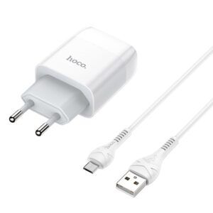 СЗУ HOCO C72A Glorious 1xUSB, 2.1А USB кабель MicroUSB, 1м (белый) - 2 СЗУ HOCO C72A Glorious 1xUSB, 2.1А USB кабель MicroUSB, 1м (белый) - 2