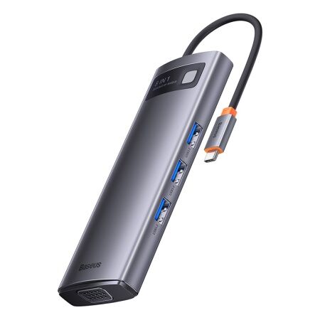 Переходник/Адаптер BASEUS Metal Gleam Series 8-in-1, Разветвитель, Type-C - 3USB3.0PDHDMISD/TFVGA, серый - 4 Переходник/Адаптер BASEUS Metal Gleam Series 8-in-1, Разветвитель, Type-C - 3USB3.0PDHDMISD/TFVGA, серый - 4