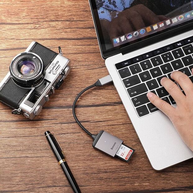 Baseus Enjoyment Series Type-C to SD+TF Card+USB2.0 HUB Adapter (Grey) - 5 Baseus Enjoyment Series Type-C to SD+TF Card+USB2.0 HUB Adapter (Grey) - 5