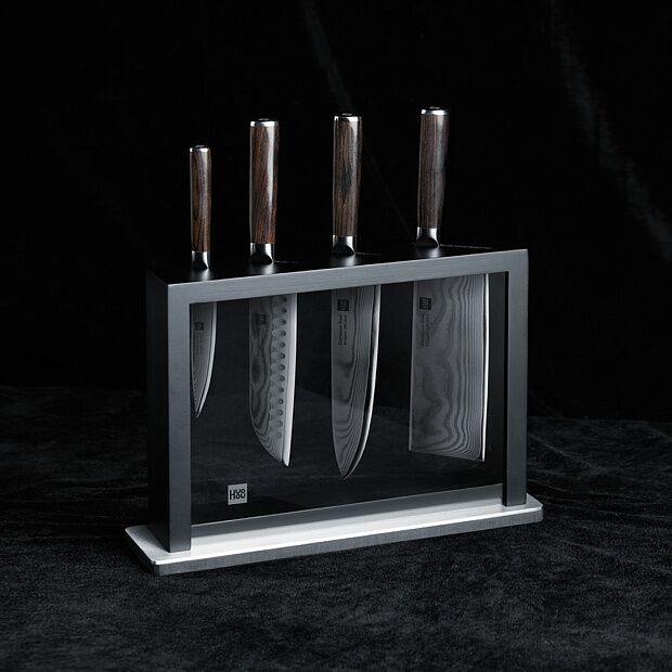 Набор ножей из дамасской стали Huo Hou Set of 5 Damascus Knife Sets (4 ножа подставка) - 7 Набор ножей из дамасской стали Huo Hou Set of 5 Damascus Knife Sets (4 ножа подставка) - 7