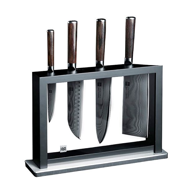 Набор ножей из дамасской стали HuoHou Set of 5 Damascus Knife Sets (4 ножа подставка) RU - 5 Набор ножей из дамасской стали HuoHou Set of 5 Damascus Knife Sets (4 ножа подставка) RU - 5