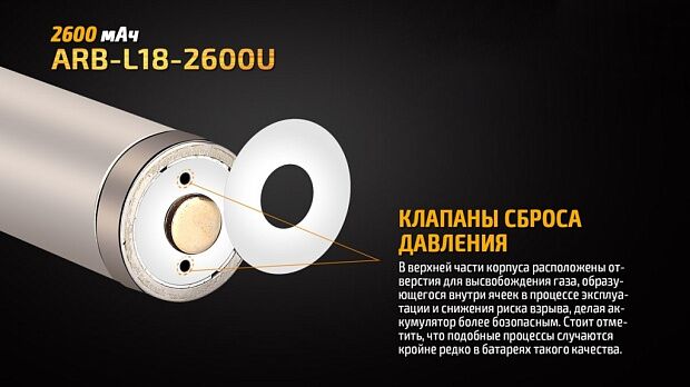 Аккумулятор 18650 Fenix 2600U mAh с разъемом для USB, ARB-L18-2600U - 13 Аккумулятор 18650 Fenix 2600U mAh с разъемом для USB, ARB-L18-2600U - 13