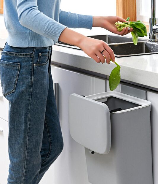 Подвесное мусорное ведро для кухни Six Percent Slider Wall-Mounted Trash Bucket 9L (White) - 4 Подвесное мусорное ведро для кухни Six Percent Slider Wall-Mounted Trash Bucket 9L (White) - 4