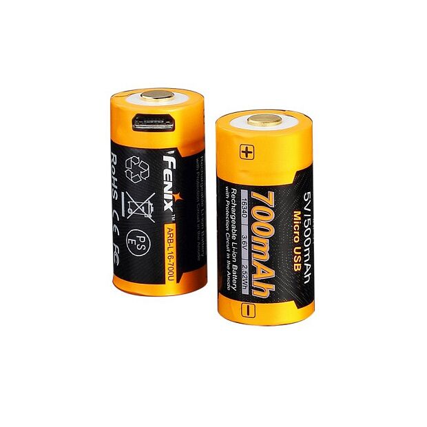 Аккумулятор 16340 Fenix 700 mAh Li-ion с разъемом для USB, ARB-L16-700U - 4 Аккумулятор 16340 Fenix 700 mAh Li-ion с разъемом для USB, ARB-L16-700U - 4