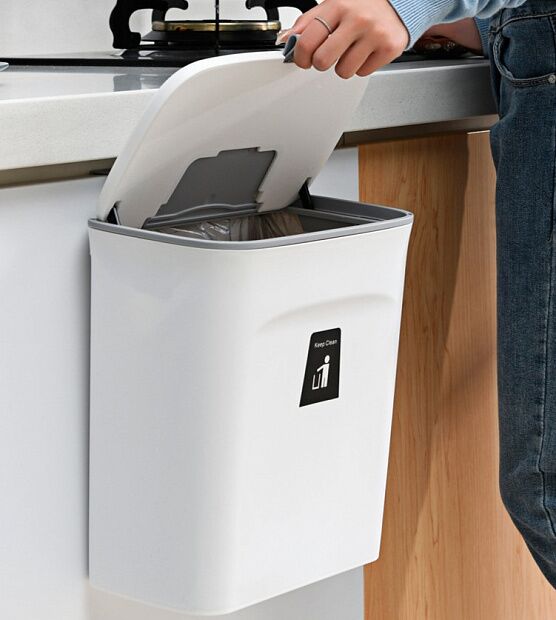 Подвесное мусорное ведро для кухни Six Percent Slider Wall-Mounted Trash Bucket 9L (White) - 8 Подвесное мусорное ведро для кухни Six Percent Slider Wall-Mounted Trash Bucket 9L (White) - 8