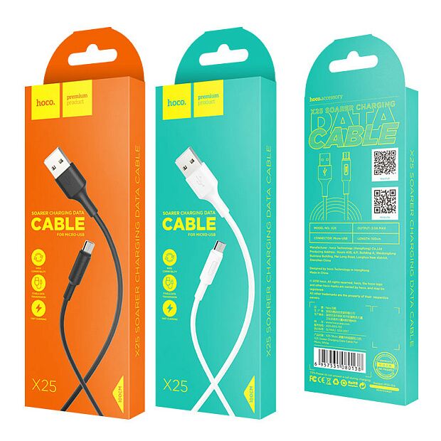 USB кабель HOCO X25 Soarer MicroUSB, 1м, PVC (черный) - 3