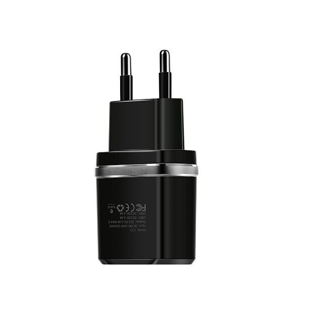СЗУ HOCO C12 Smart 2xUSB, 2.4А  USB кабель Lightning 8-pin, 1м (черный) - 5