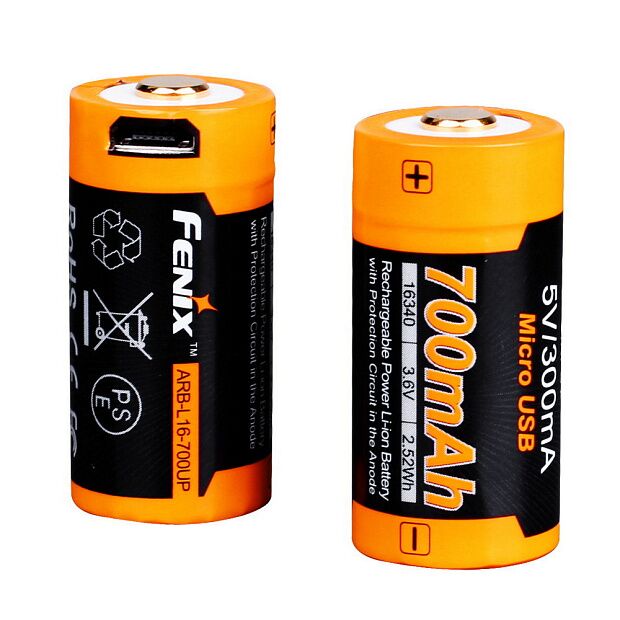 Аккумулятор 16340 Fenix 700 UP mAh Li-ion разъемом для USB, ARB-L16-700UP - 2 Аккумулятор 16340 Fenix 700 UP mAh Li-ion разъемом для USB, ARB-L16-700UP - 2