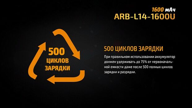 Аккумулятор 14500 Fenix 1600U mAh с разъемом для USB, ARB-L14-1600U - 10 Аккумулятор 14500 Fenix 1600U mAh с разъемом для USB, ARB-L14-1600U - 10