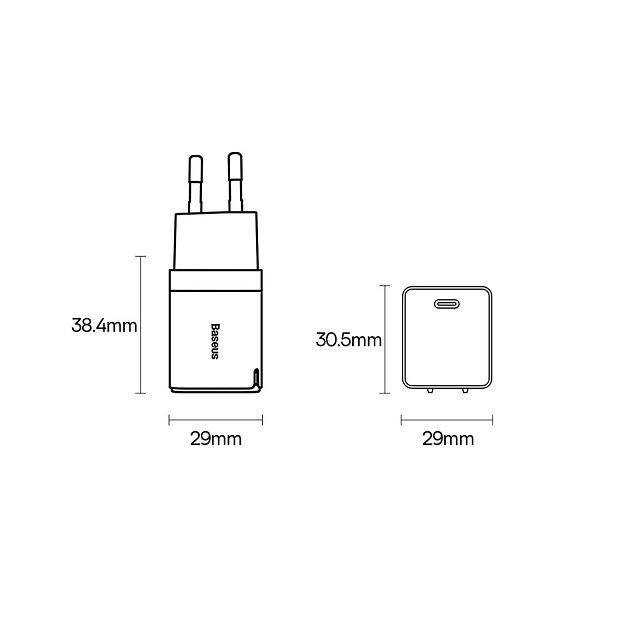 Зарядное устройство BASEUS GaN3 USB-C, 3A, 30W, черный (CCGN010101) - 10 Зарядное устройство BASEUS GaN3 USB-C, 3A, 30W, черный (CCGN010101) - 10