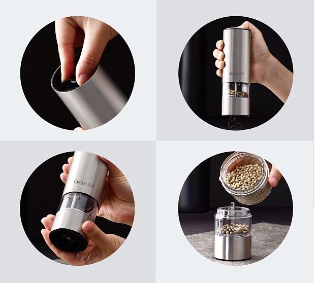 Электромельница для специй Circle Joy Electric Grinder (металл. корпус) (CJ-EG01) (Silver) - 4 Электромельница для специй Circle Joy Electric Grinder (металл. корпус) (CJ-EG01) (Silver) - 4