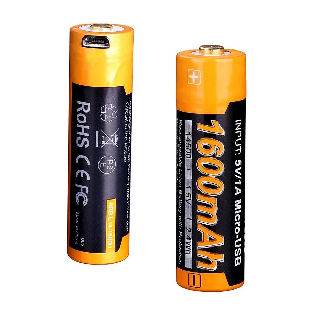 Аккумулятор 14500 Fenix 1600U mAh с разъемом для USB, ARB-L14-1600U - 3 Аккумулятор 14500 Fenix 1600U mAh с разъемом для USB, ARB-L14-1600U - 3