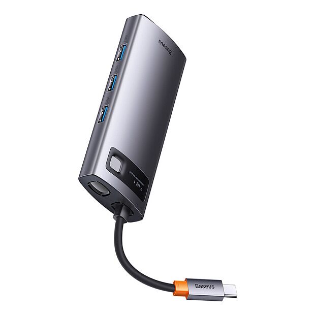 Переходник/Адаптер BASEUS Metal Gleam Series 7-in-1, Разветвитель, Type-C - 3xUSB3.0 HDMIPDRJ45VGA, (WKWG020113) серый - 6 Переходник/Адаптер BASEUS Metal Gleam Series 7-in-1, Разветвитель, Type-C - 3xUSB3.0 HDMIPDRJ45VGA, (WKWG020113) серый - 6
