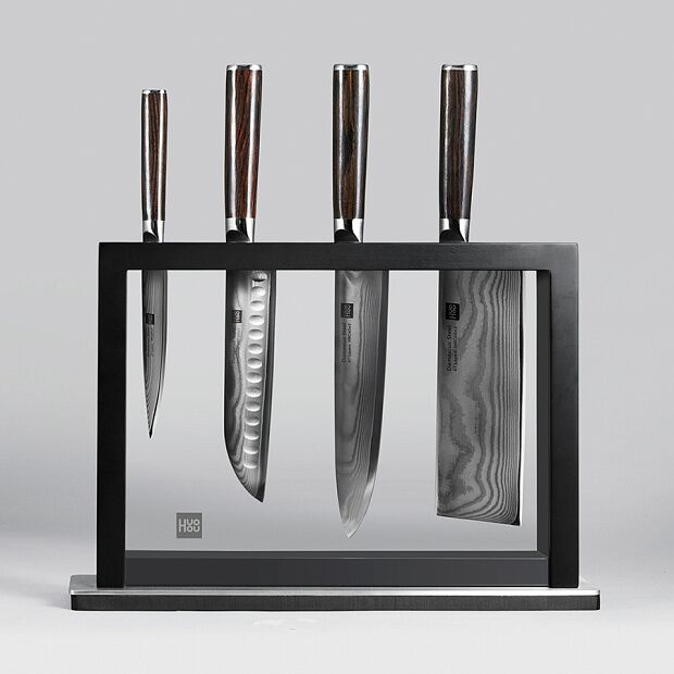 Набор ножей из дамасской стали HuoHou Set of 5 Damascus Knife Sets (4 ножа подставка) RU - 3 Набор ножей из дамасской стали HuoHou Set of 5 Damascus Knife Sets (4 ножа подставка) RU - 3