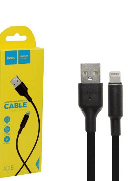 USB кабель HOCO X25 Soarer Lightning 8-pin, 1м, PVC (черный) - 2